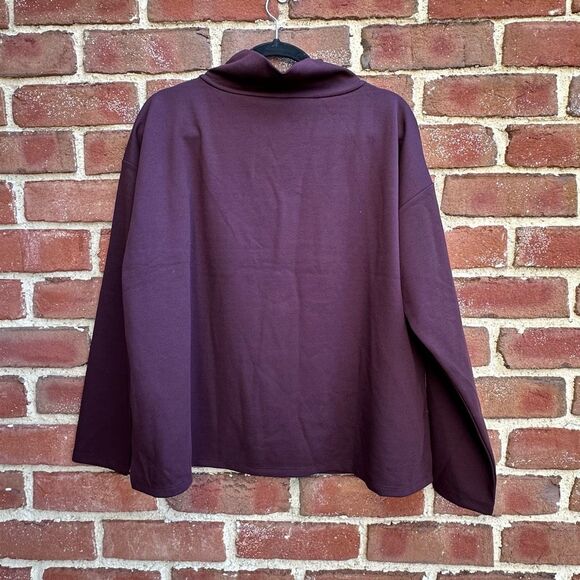 Eileen Fisher $168 Ponte Funnel Neck Top brown women's medium NEW - Picture 5 of 8
